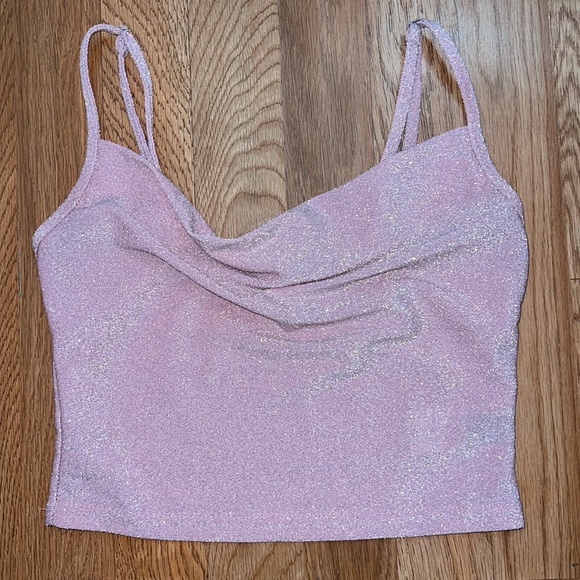 Pink Glitter Sparkly Crop Top - Picture 1 of 6